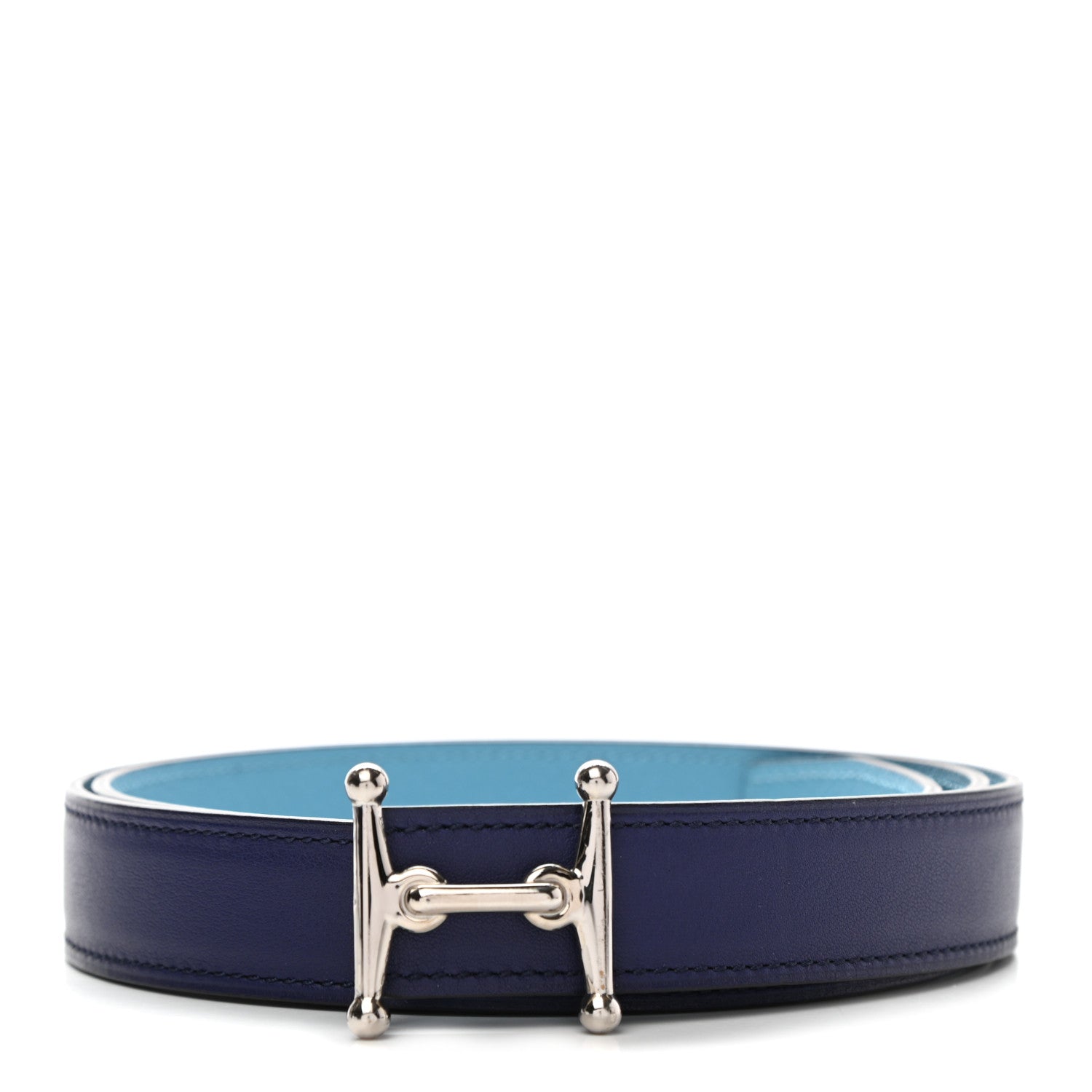 Hermes Swift Epsom 24mm Mors H Belt 85 Bleu Encre Bleu Du Nord 1 of 6