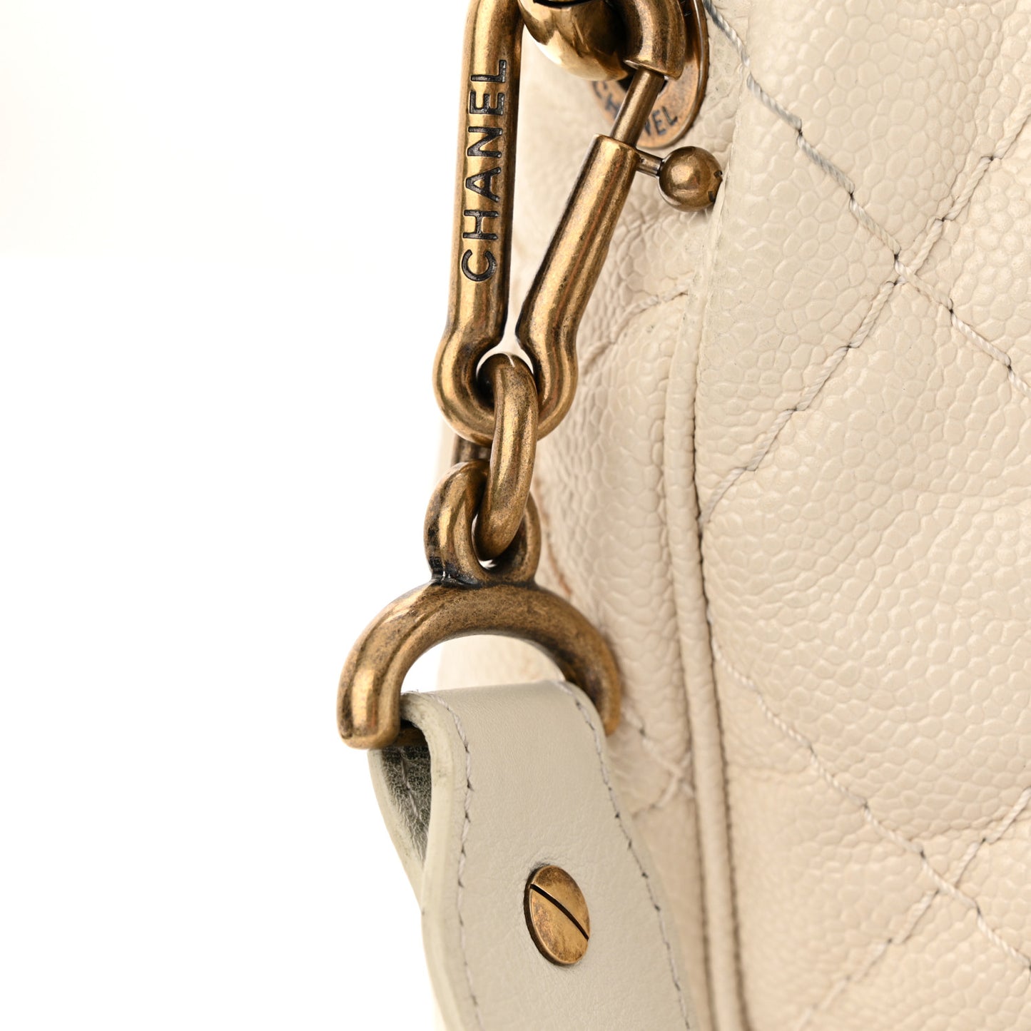 Crumpled Grained Calfskin Medium Coco Pleats Messenger Flap Dark White