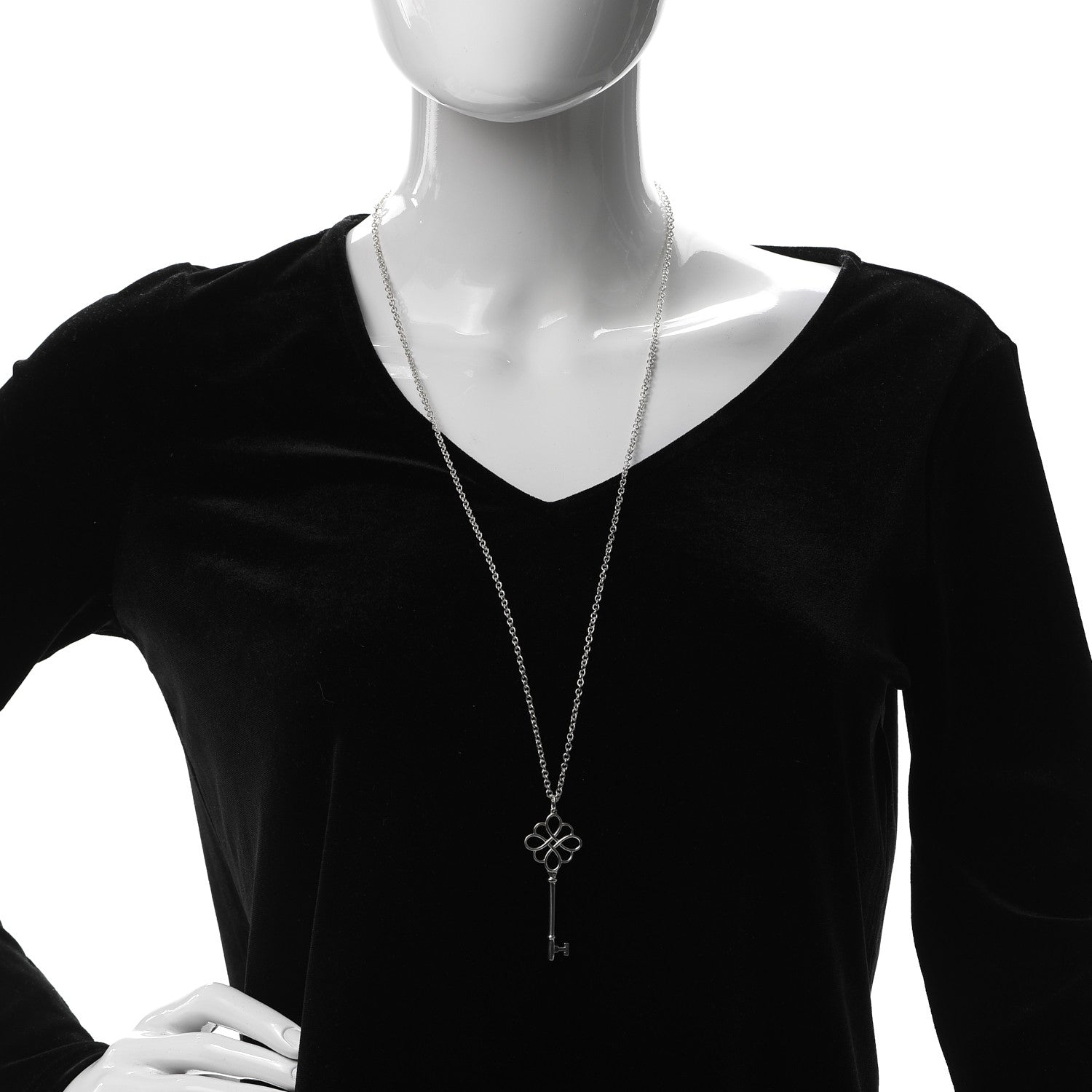 Tiffany Sterling Silver Knot Key Pendant Long Necklace 2 of 5