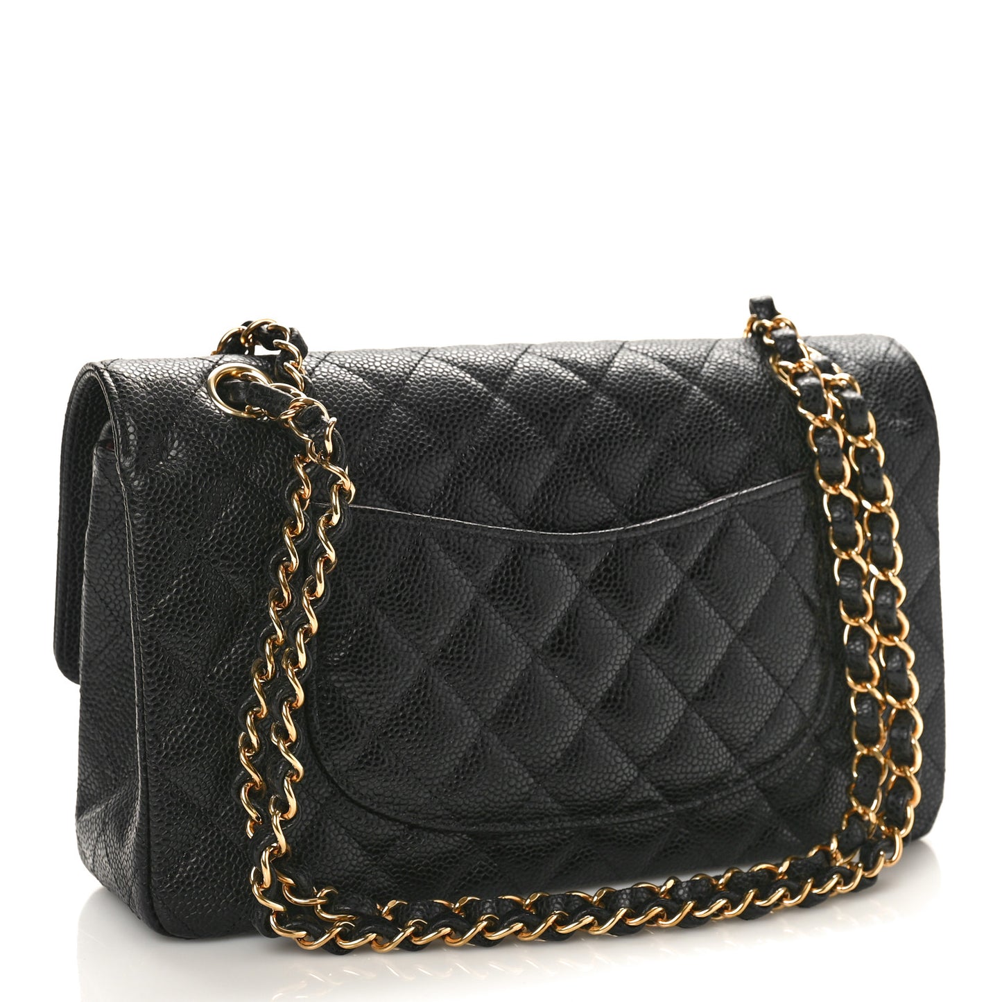Caviar Quilted Medium Double Flap Black