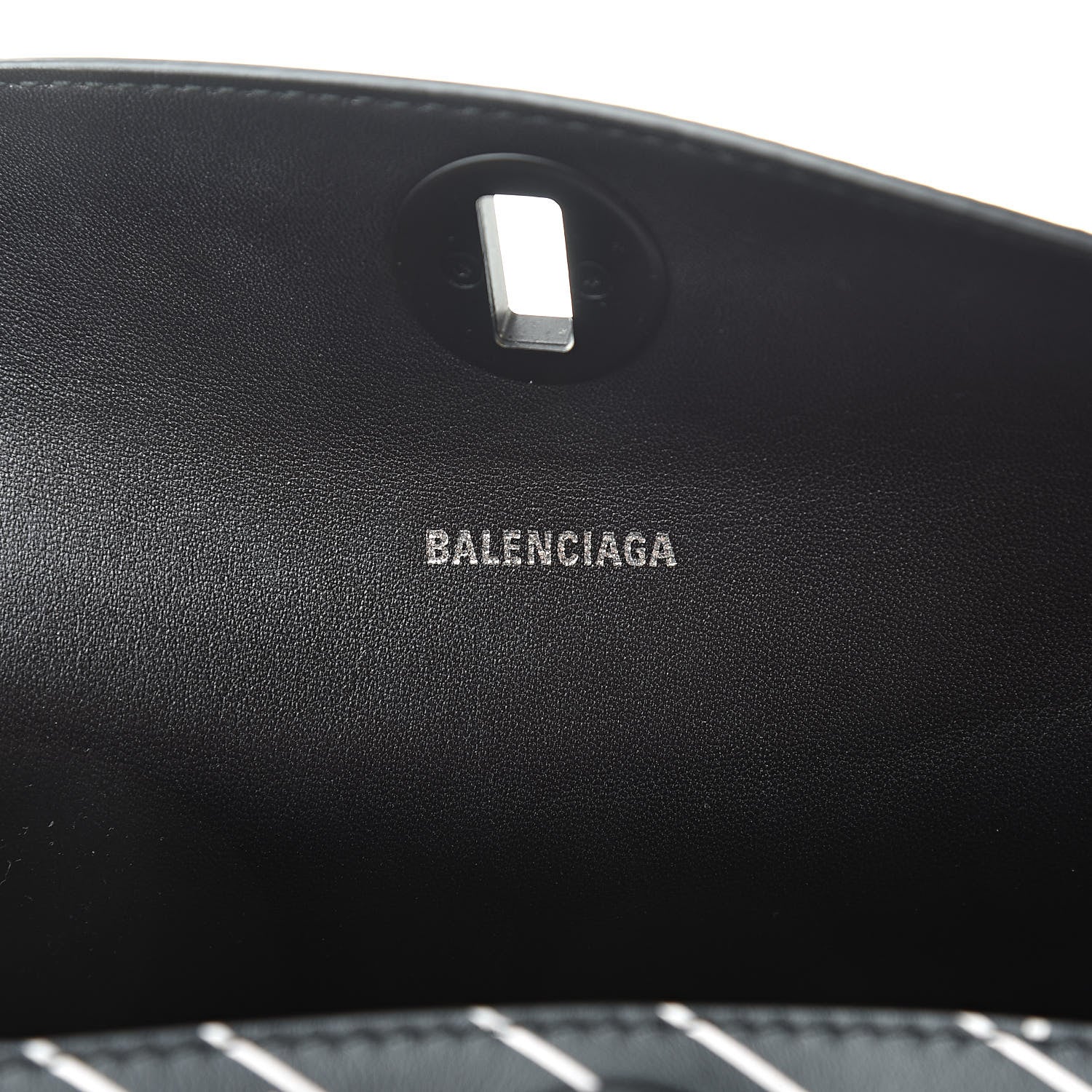 Balenciaga Calfskin Diagonal Allover Logo Print S Flap Bag Black White 6 of 10