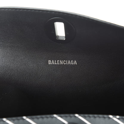 Balenciaga Calfskin Diagonal Allover Logo Print S Flap Bag Black White 6 of 10