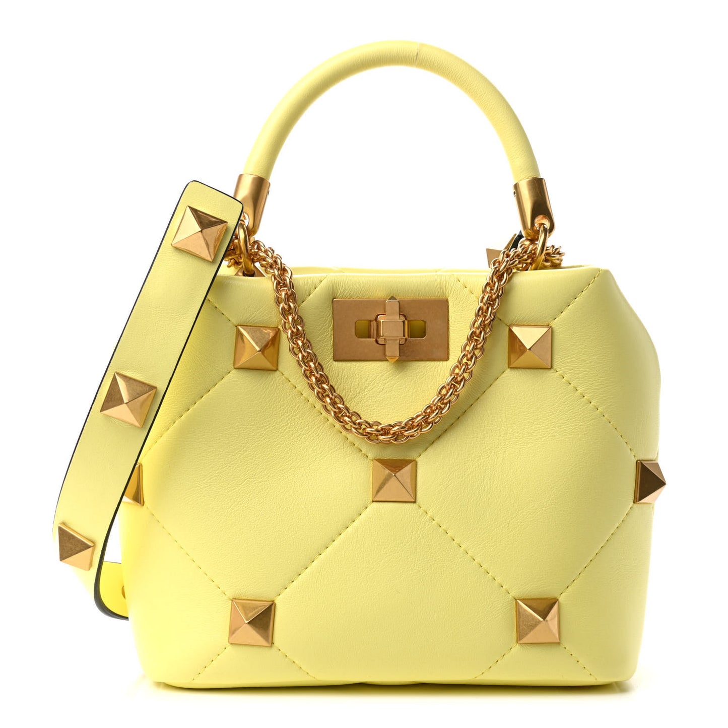 Nappa Small Roman Stud The Handle Bag Lime Sorbet