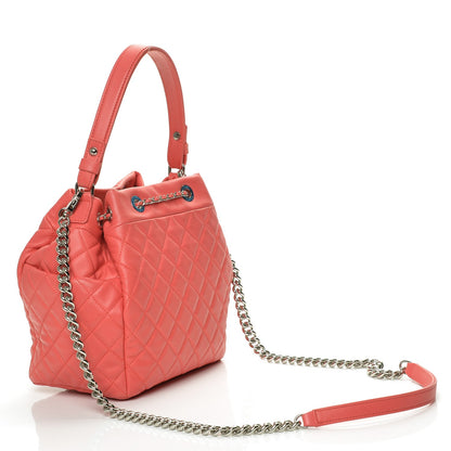 Chanel Lambskin Quilted Small Chain Bucket Bag Coral 3 of 7