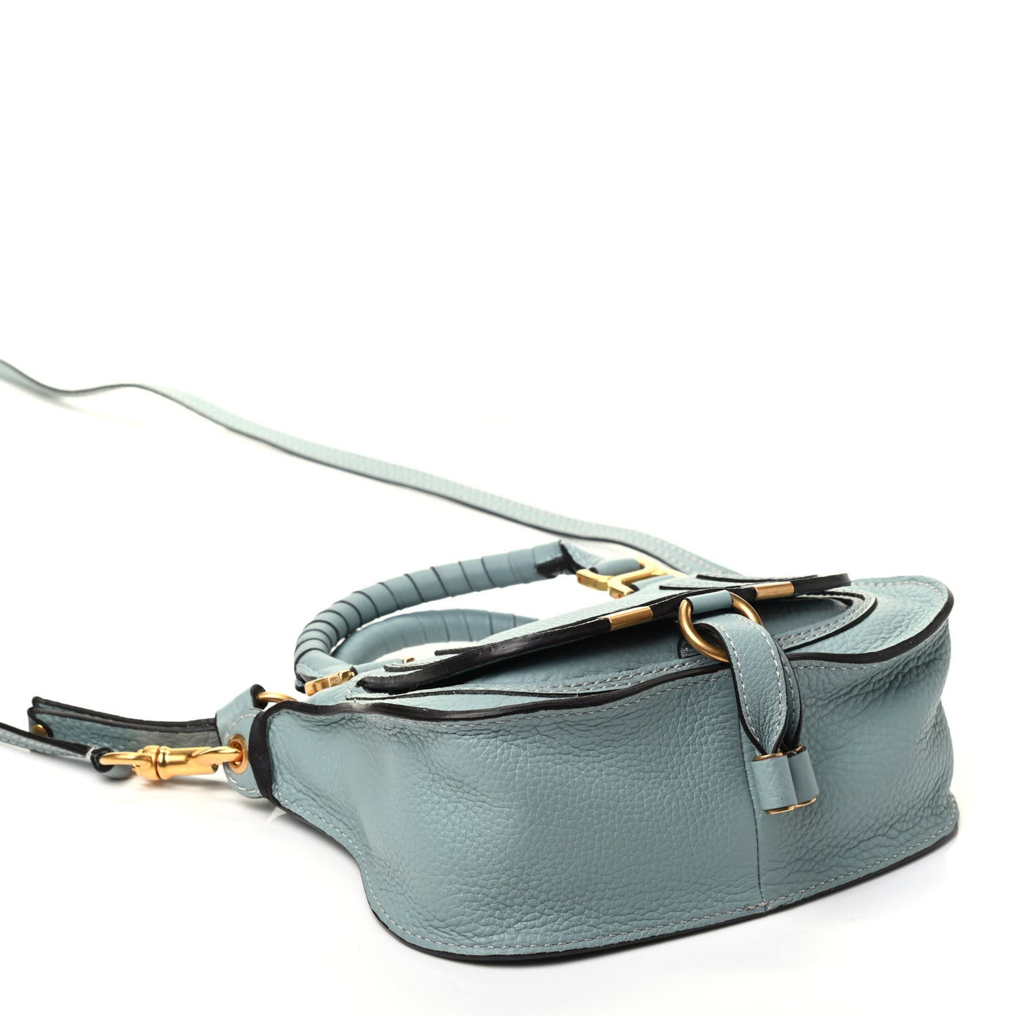 Calfskin Mini Marcie Satchel Mint Blue