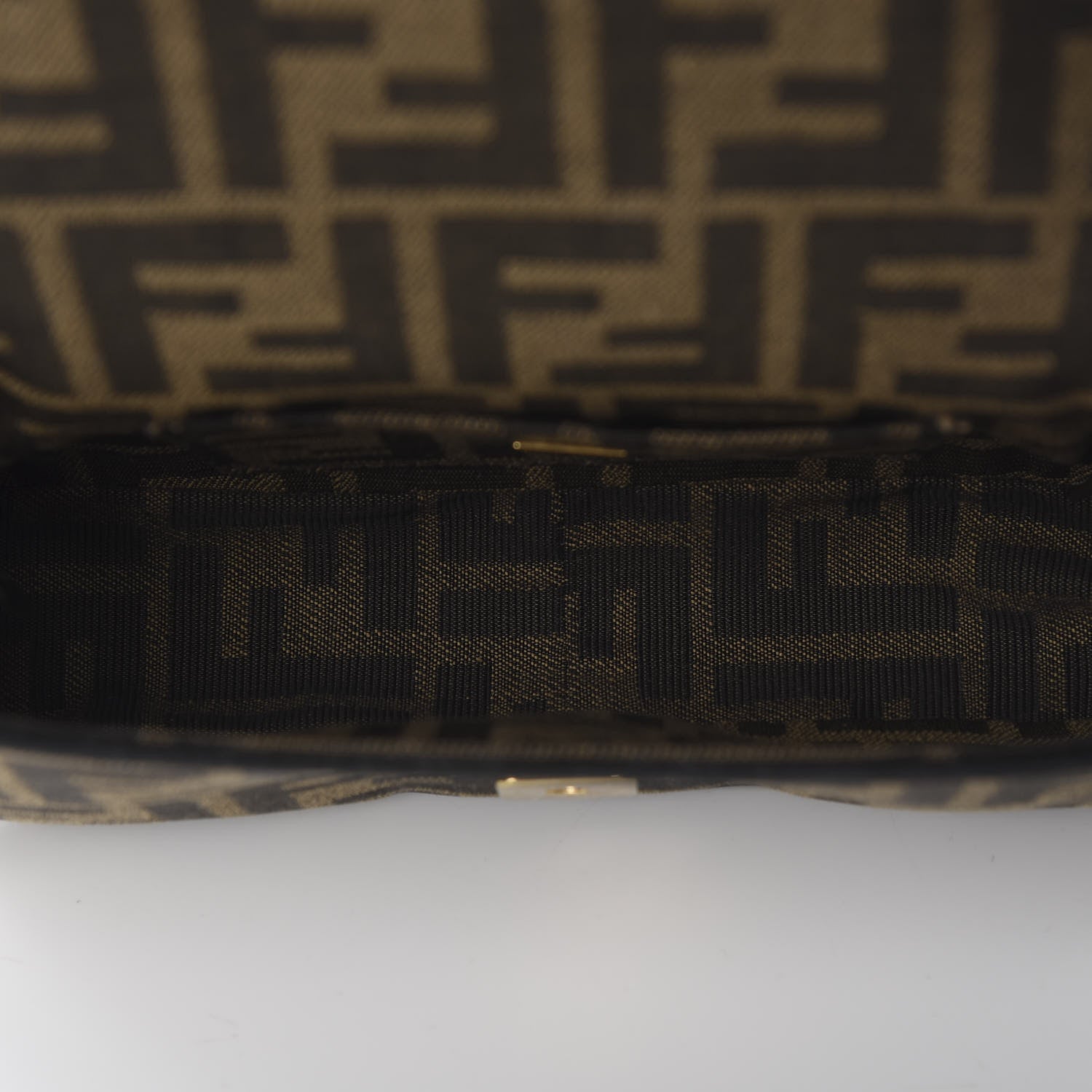 Fendi Fabric Jacquard FF 1974 Mini Baguette Tobacco Moro Black 6 of 12