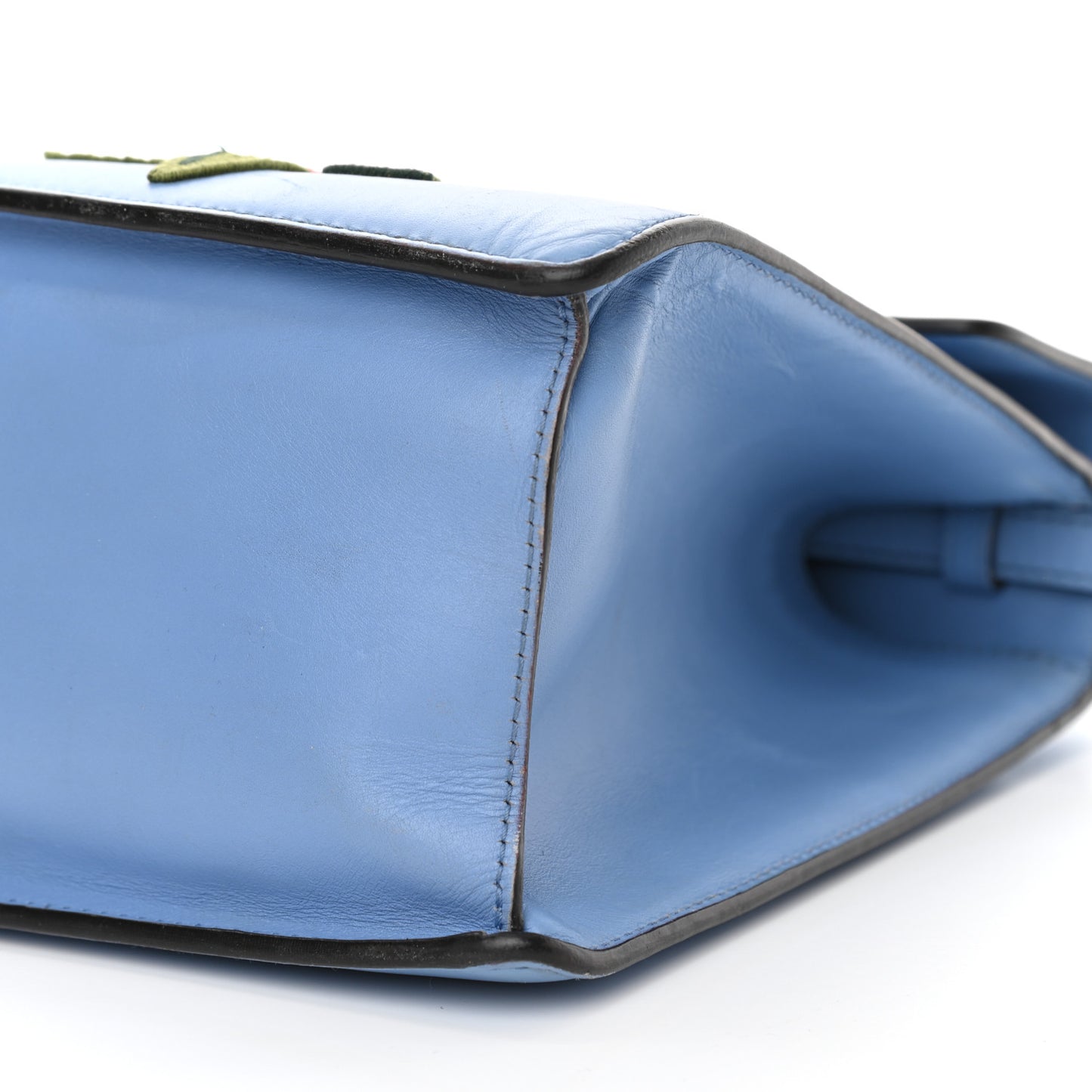 Calfskin Embroidered Medium Sylvie Top Handle Bag Clear Sky Blue