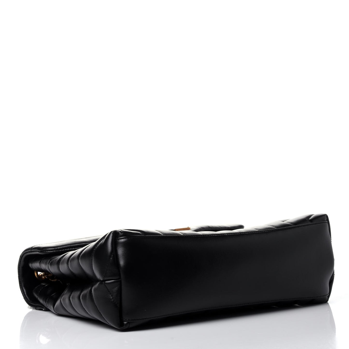 Calfskin Y Quilted Monogram Medium Loulou Chain Satchel Black
