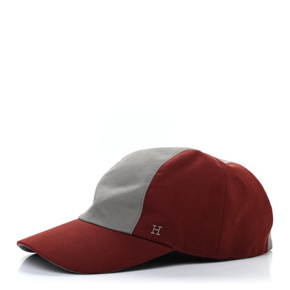 Hermes Cotton Hemp Embroidered Miles Bi-Color Cap 61 Rouge H Taupe 1 of 8