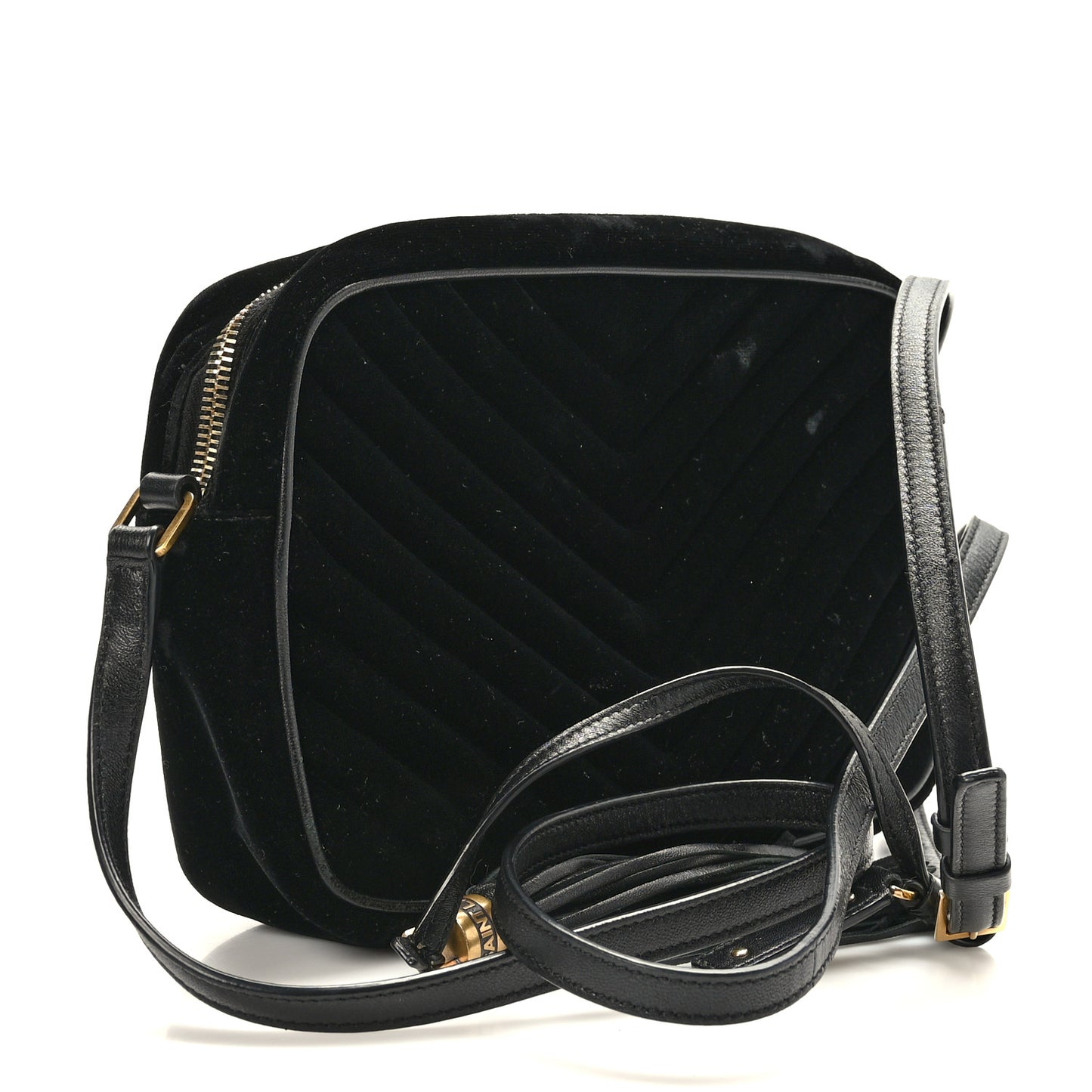 Velvet Matelasse Monogram Lou Camera Bag Black