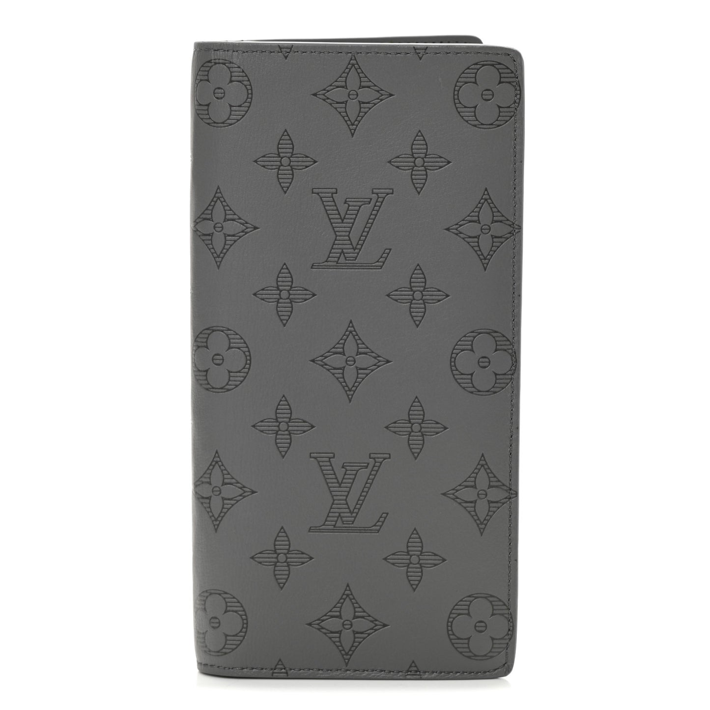 Calfskin Monogram Shadow Brazza Wallet Anthracite Gray