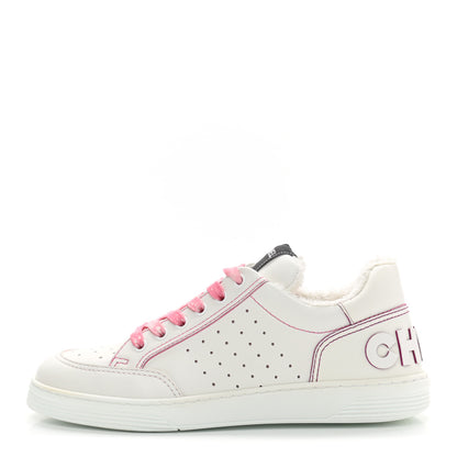 Chanel Calfskin Womens Logo Sneakers 39 White Pink 1 of 7