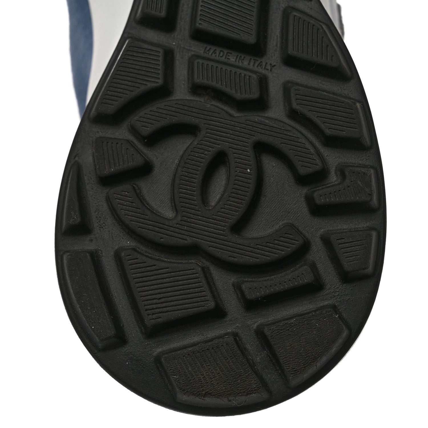 Chanel Suede Kidskin Fabric Perforated Quilted Womens CC Sneakers 37 Blue White 8 of 9