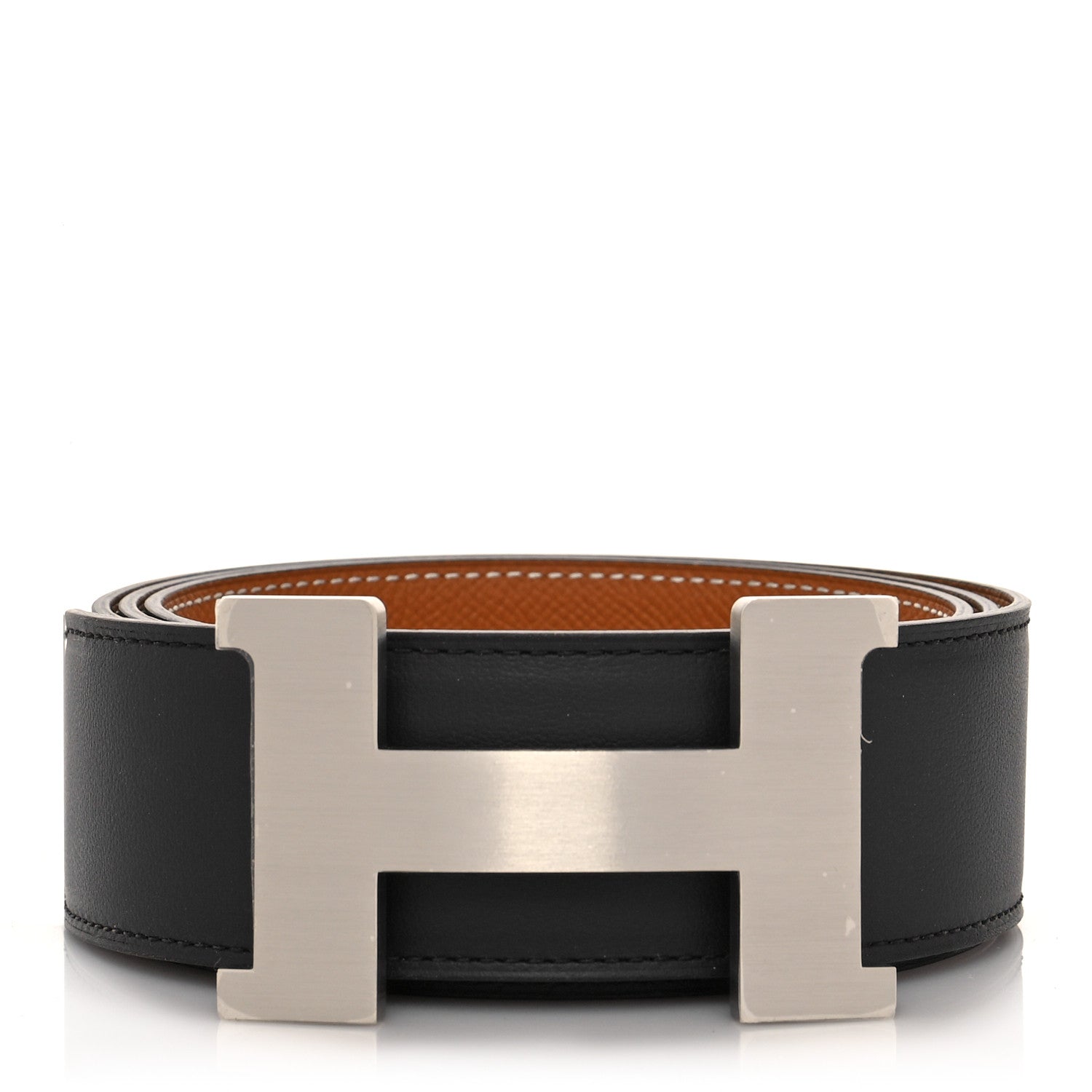 Hermes Tadelakt Epsom 42mm Constance 2 H Belt 105 Black Gold 1 of 6