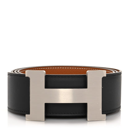 Hermes Tadelakt Epsom 42mm Constance 2 H Belt 105 Black Gold 1 of 6
