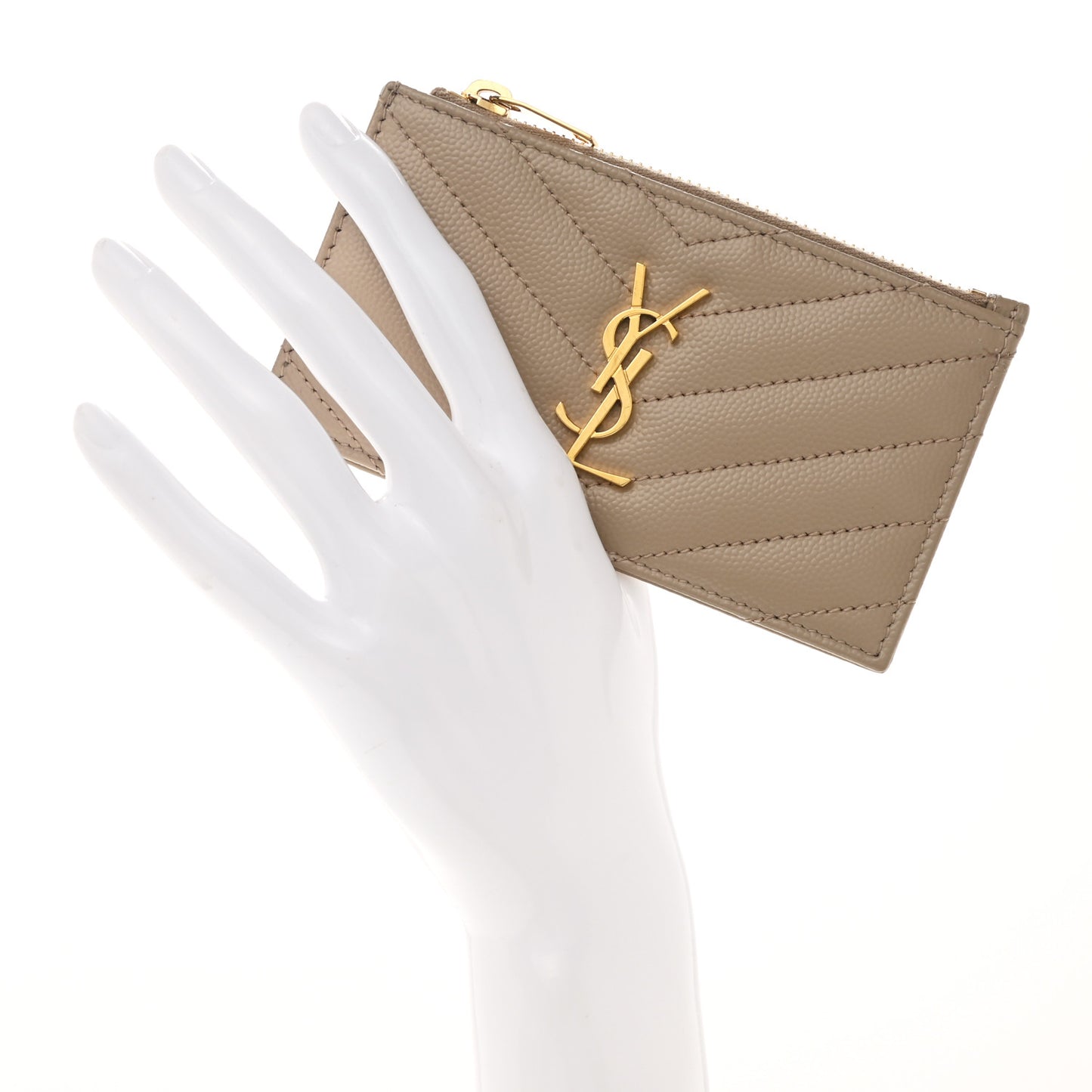 Monogram Grain de Poudre 5 Fragments Zip Pouch Card Holder Dark Latte