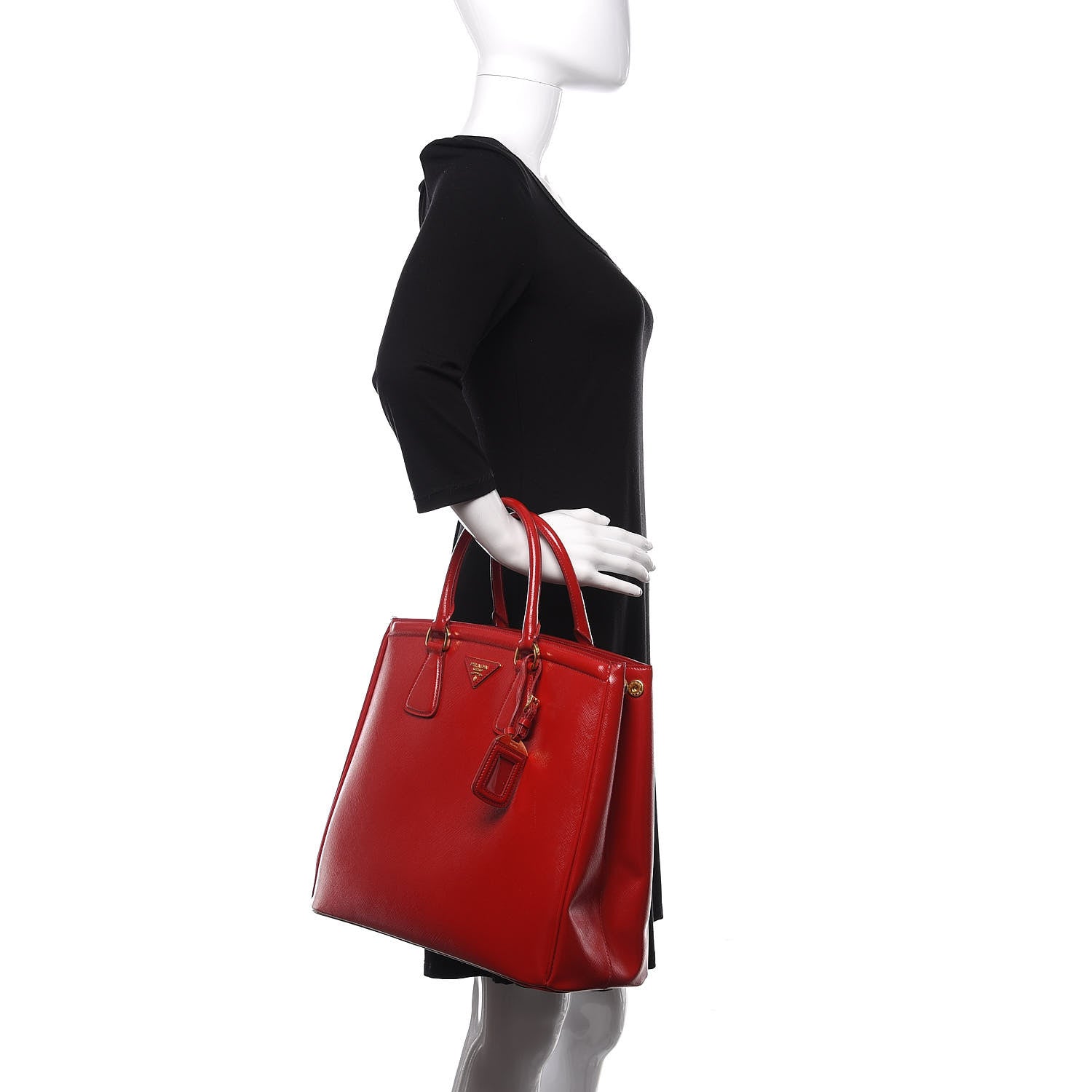 Prada Saffiano Vernice Parabole Tote Rosso 2 of 11