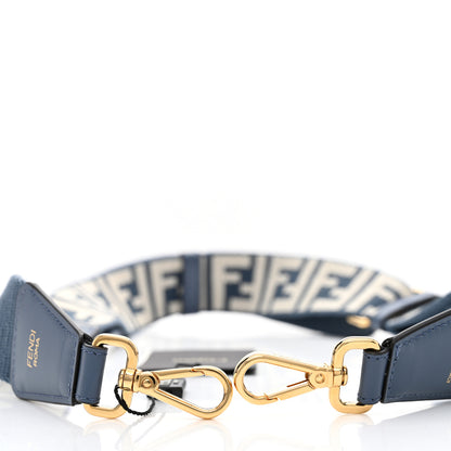 Fendi Jacquard Ribbon Vitello King FF Bi-Color Intreccio Adjustable Strap You Avio Latte 4 of 4