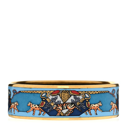 Hermes Enamel Printed Wide Snow Leopards Bracelet 65 1 of 5