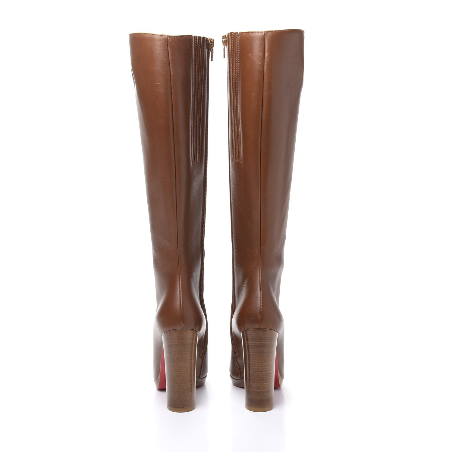 Christian Louboutin Calfskin Brosse Mirabelle 120 Tall Boots 36 Cuoio 5 of 14