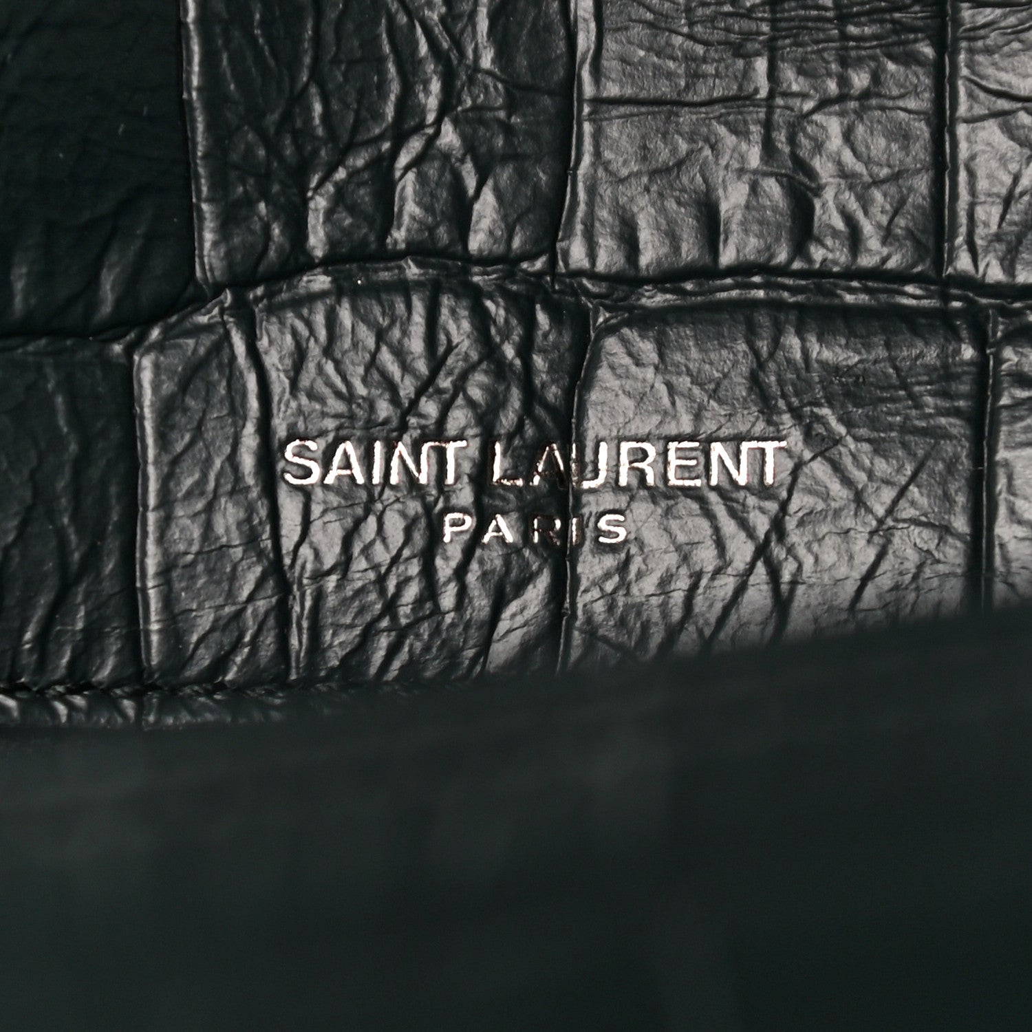 Saint Laurent Crocodile Embossed Calfskin Monogram Medium Niki Chain Satchel Algea 6 of 9