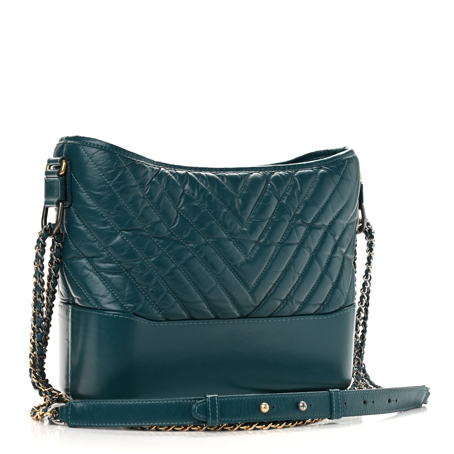 Chanel Aged Calfskin Chevron Quilted Medium Gabrielle Hobo Green 3 of 10