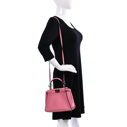 Fendi Vitello Seta Nappa Mini Plexi Handle Peekaboo Iconic Satchel Pink 2 of 9