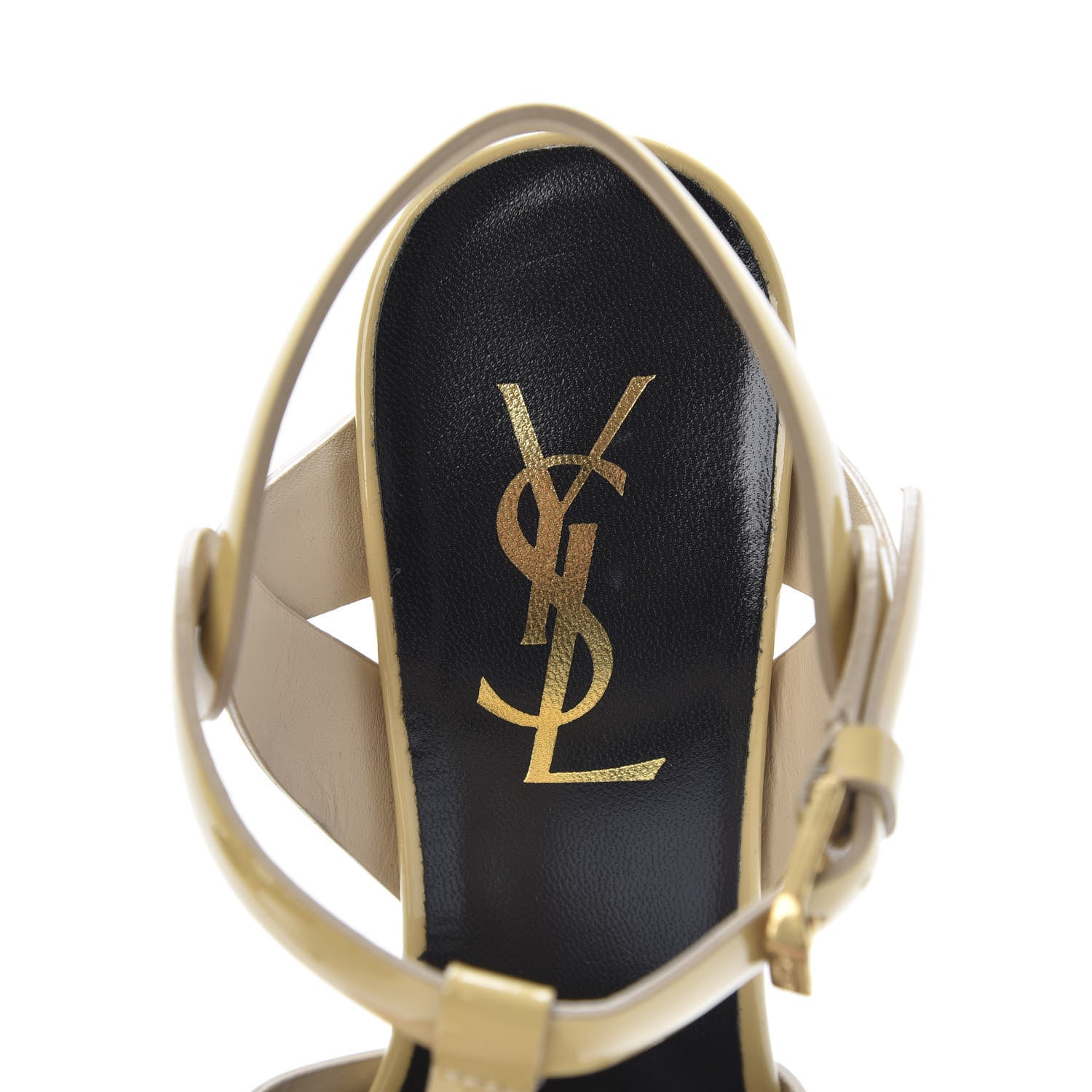Saint Laurent Patent Tribute 75 Platform Sandals 35 Nude Powder 6 of 9