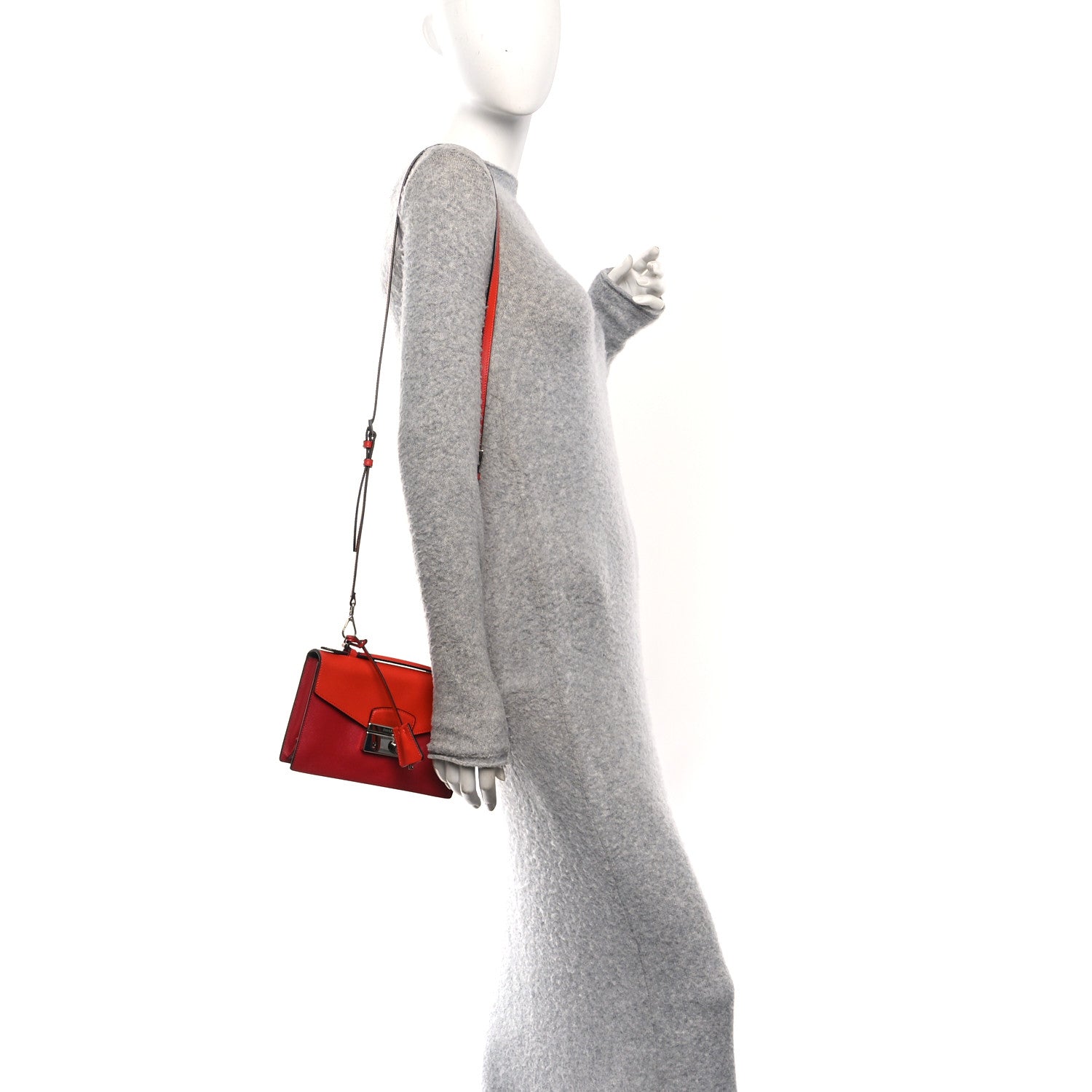 Prada Saffiano Lux Sound Shoulder Bag Fuoco Lacca 2 of 9