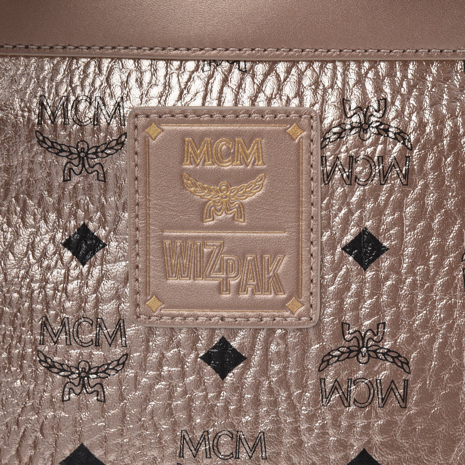 MCM Metallic X Wizpak Visetos Studded Sound System Speaker Backpack Champagne Gold 7 of 12