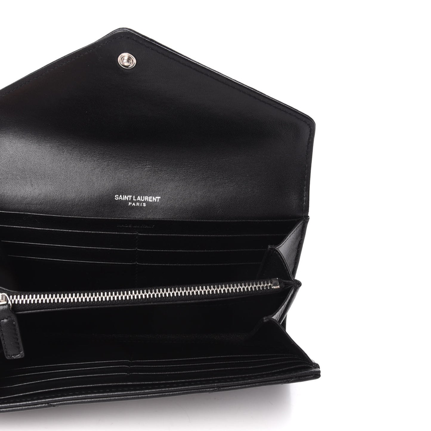 Lambskin Y Quilted Monogram Large Loulou Flap Wallet Black