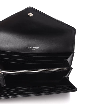 Saint Laurent Lambskin Y Quilted Monogram Large Loulou Flap Wallet Black 5 of 6