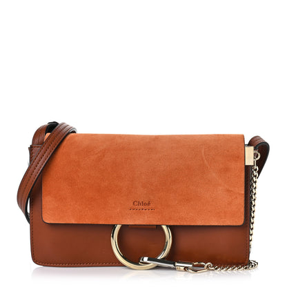 Chloe Suede Calfskin Small Faye Shoulder Bag Tobacco 1 of 9