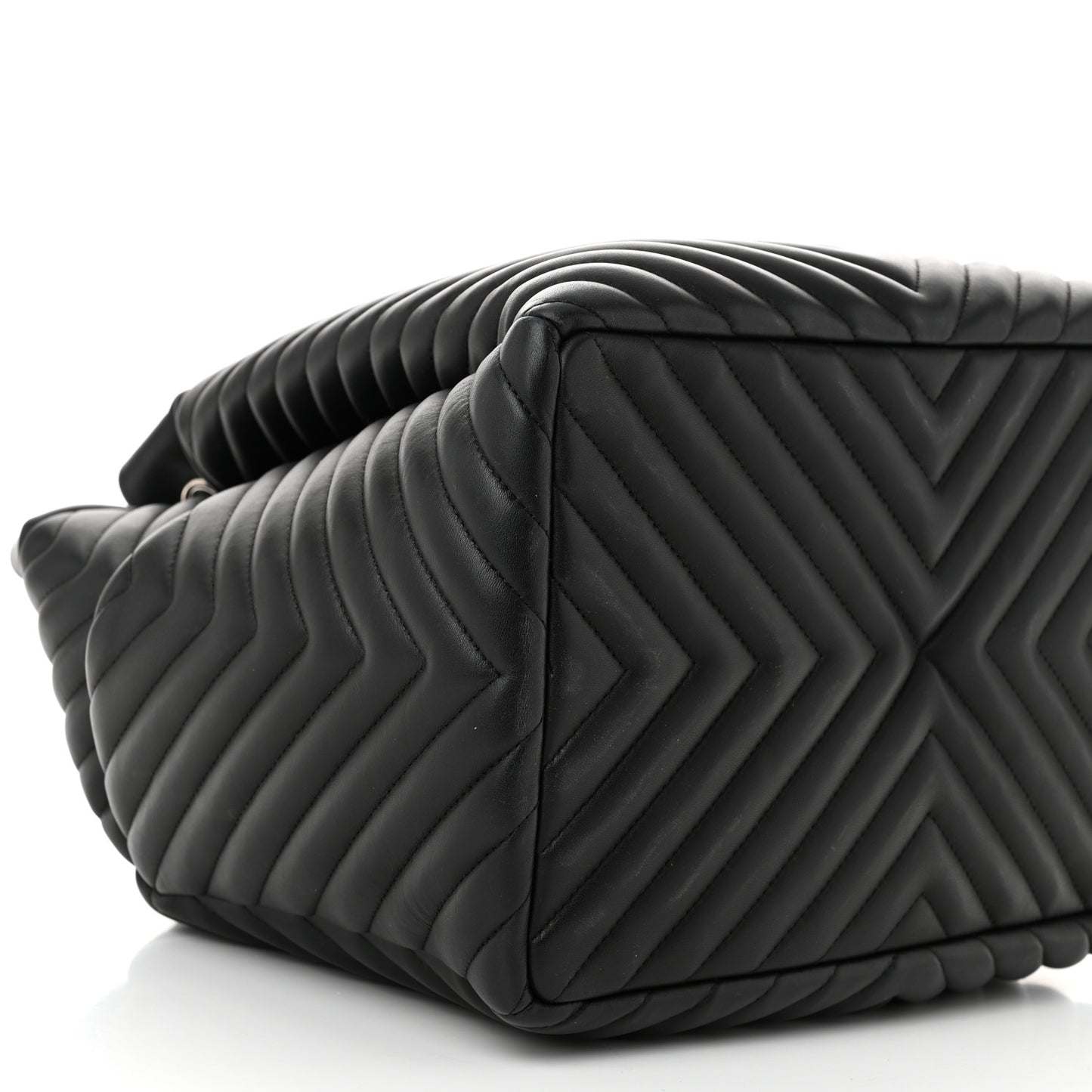 Calfskin Chevron Large Urban Spirit Drawstring Bag Black