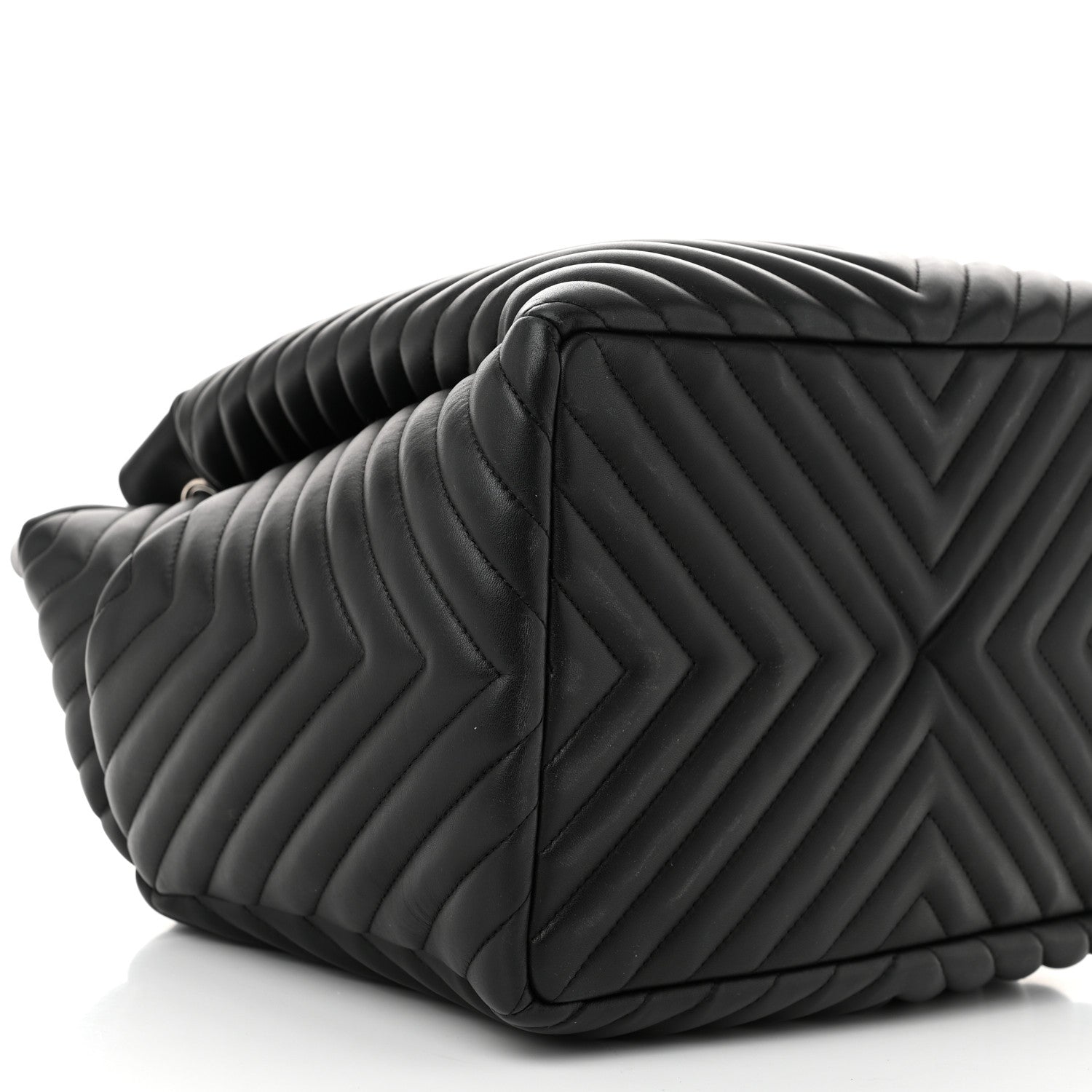 Chanel Calfskin Chevron Large Urban Spirit Drawstring Bag Black 9 of 10