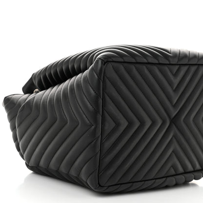 Chanel Calfskin Chevron Large Urban Spirit Drawstring Bag Black 9 of 10
