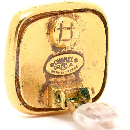 Chanel Metal Resin CC Square Clip On Earrings 6 of 7