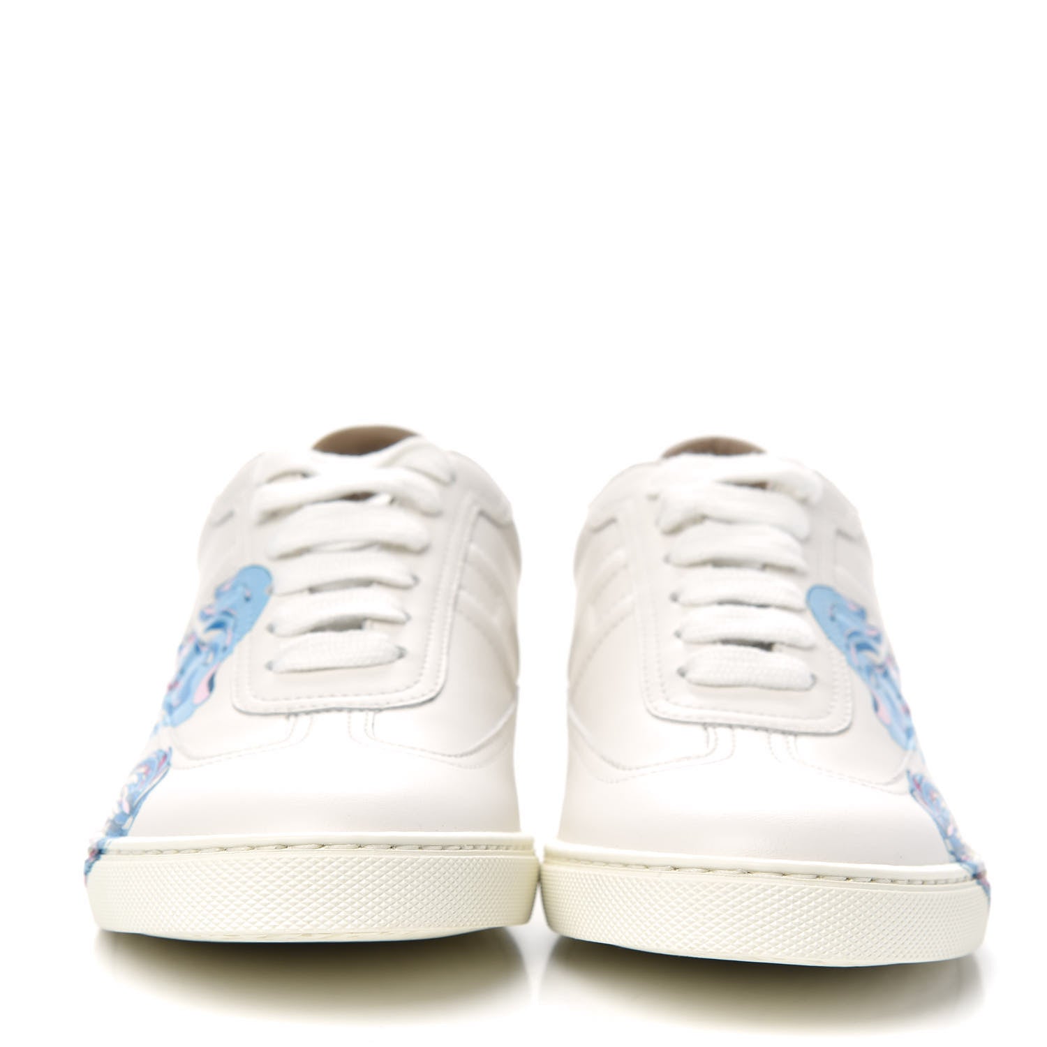Hermes Calfskin Fantaisie Botanique Womens Quicker Sneakers 37 Multicolor White 2 of 10