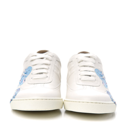 Hermes Calfskin Fantaisie Botanique Womens Quicker Sneakers 37 Multicolor White 2 of 10