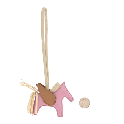Hermes Milo Lambskin Grigri Rodeo Pegase Horse Bag Charm PM Mauve Sylvestre Craie Chai 2 of 4