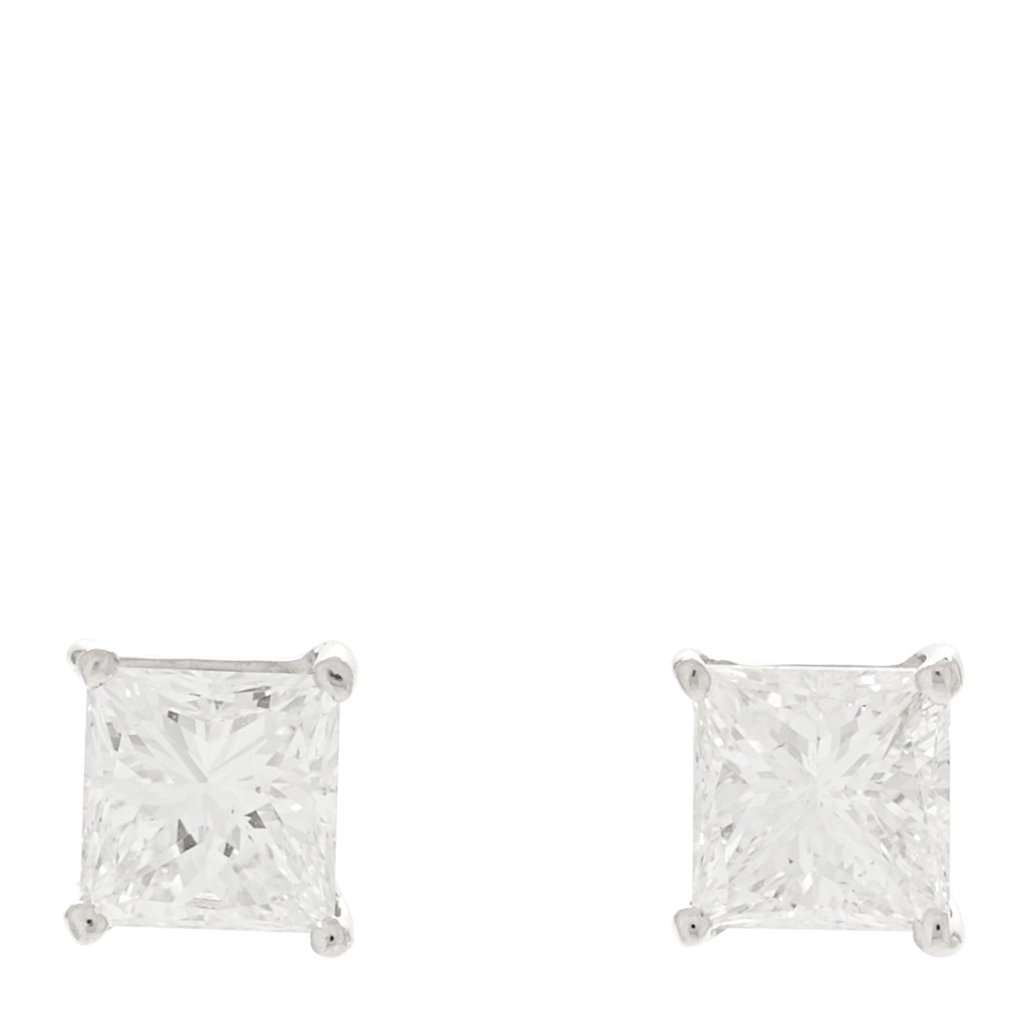 Platinum Diamond .61ct Square Cut Solitaire Earrings