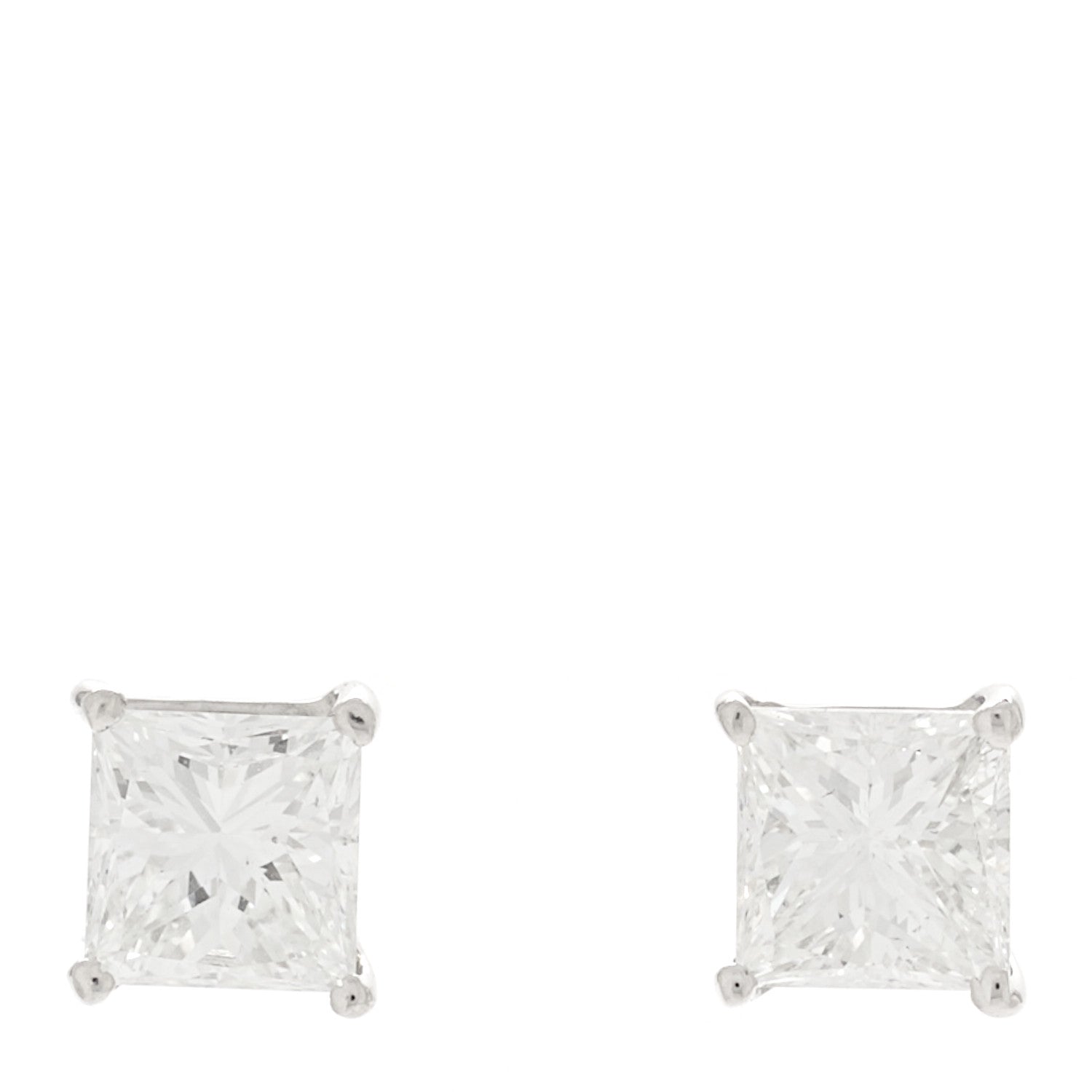 Parker & West by FASHIONPHILE Platinum Diamond .61ct Square Cut Solitaire Earrings 1 of 6