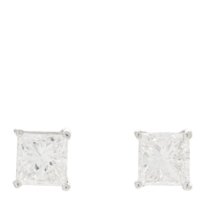 Parker & West by FASHIONPHILE Platinum Diamond .61ct Square Cut Solitaire Earrings 1 of 6