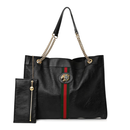 Gucci Calfskin Large Rajah Chain Tote Black 1 of 12