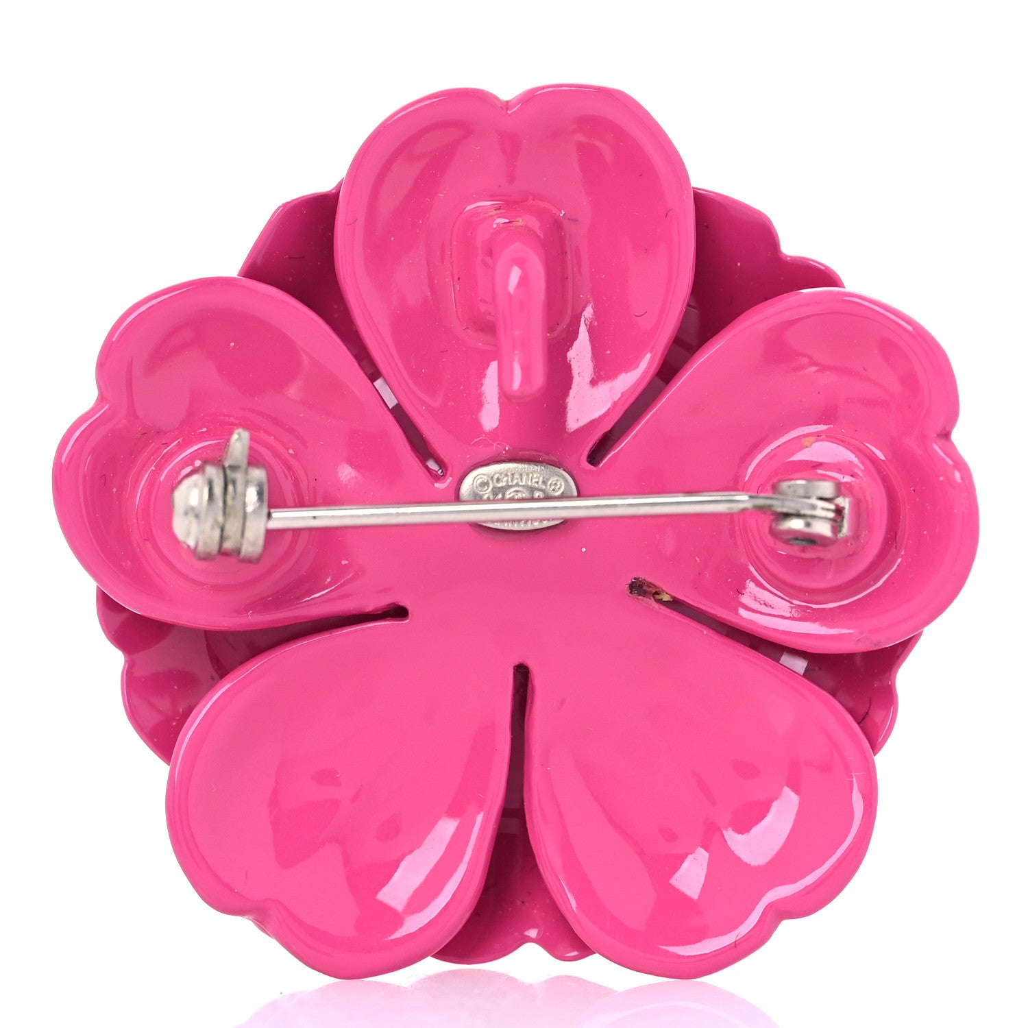 Chanel Patent Camellia Brooch Dark Pink 2 of 3