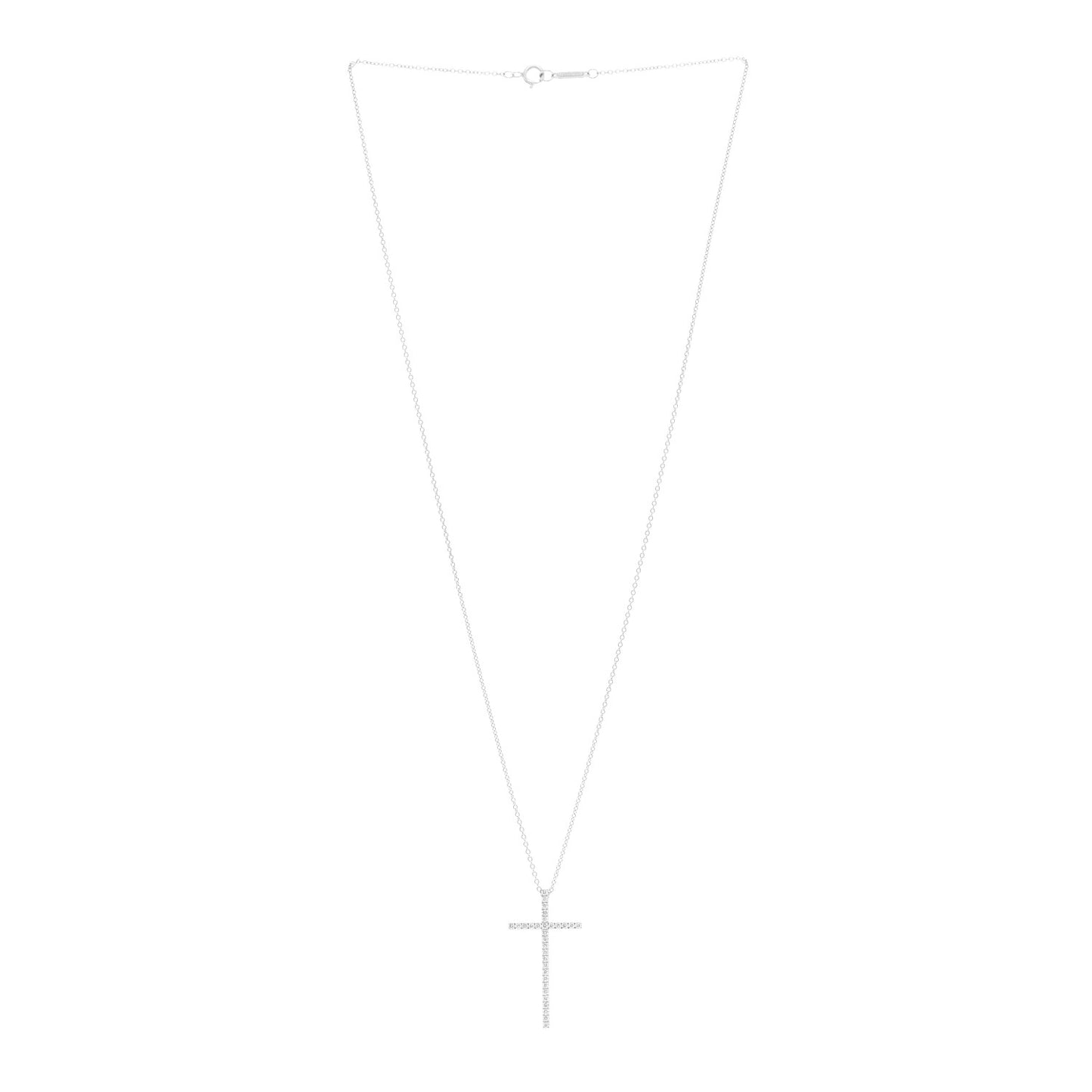 18K White Gold Diamond Metro Cross Pendant Necklace