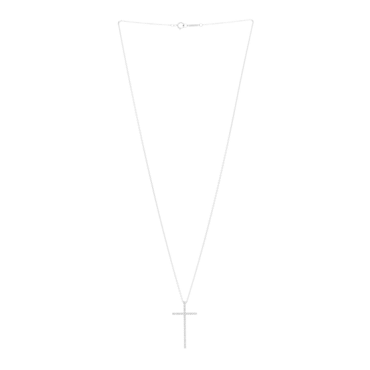 Tiffany 18K White Gold Diamond Metro Cross Pendant Necklace 3 of 5