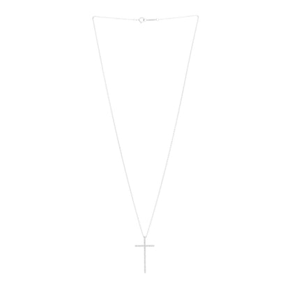 Tiffany 18K White Gold Diamond Metro Cross Pendant Necklace 3 of 5