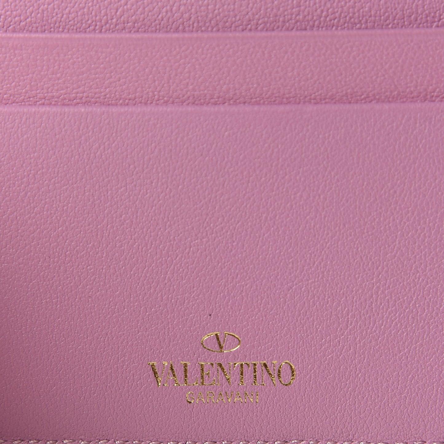 Vitello Rockstud Card Holder Pink