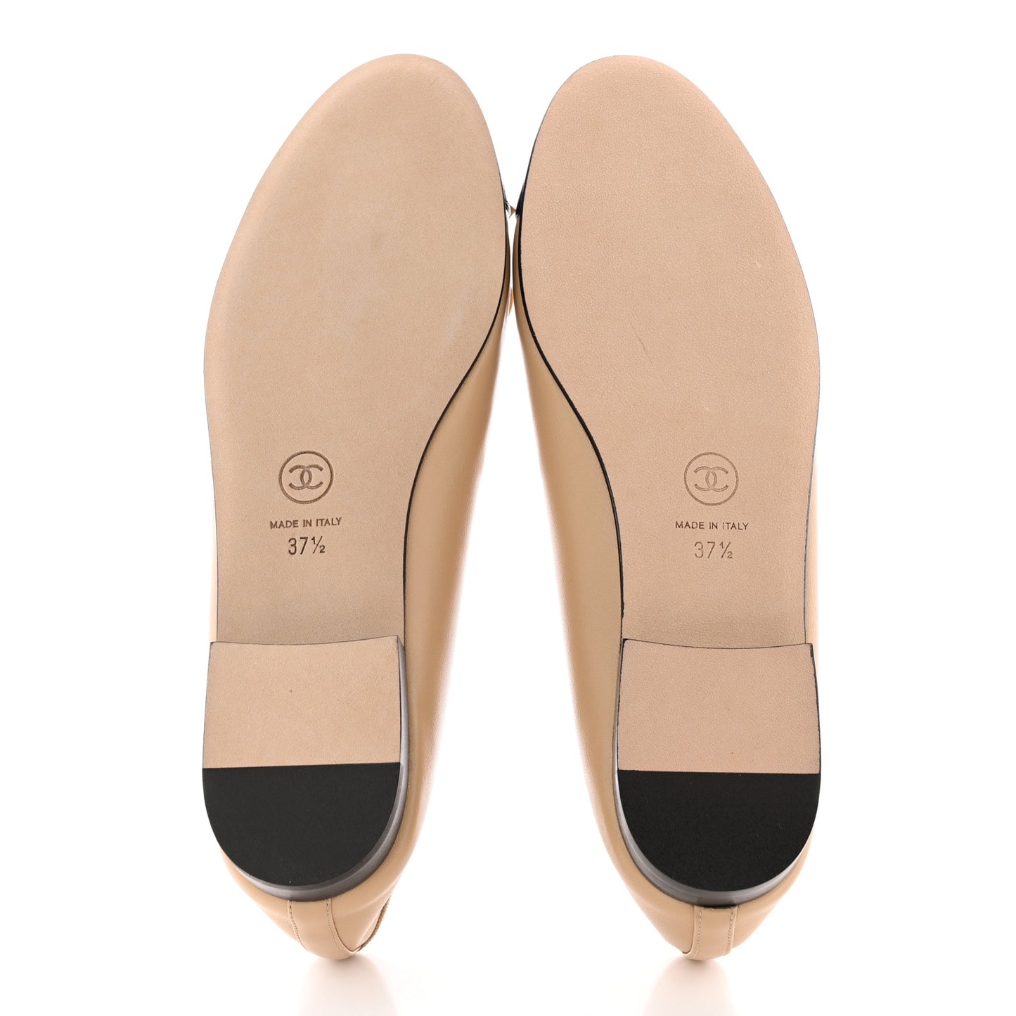Lambskin Cap Toe CC Ballerina Flats 37.5 Beige Black